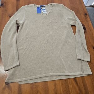 NWT J. McLaughlin Callum Sweater Sand Beige V-Neck Havana Yarn Knit size XL